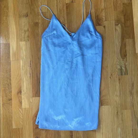 Urban Outfitters Light Blue Satin Mini Dress - Picture 3 of 5